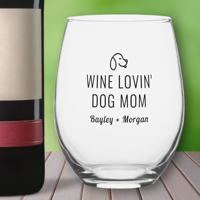 Funny Wine Loving Hunde Mama Personalisierte Namen Weinglas Ohne Stiel (Von Creator hochgeladen)