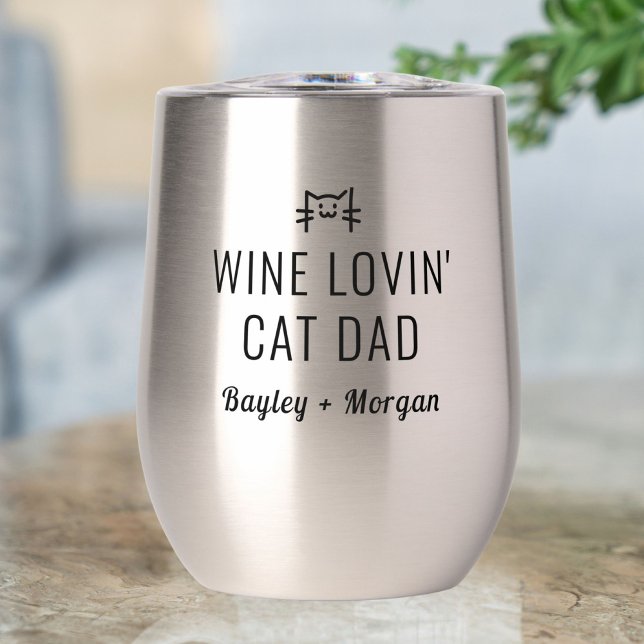 Funny Wine Loving Katze Vater Personalisierte Name (Von Creator hochgeladen)