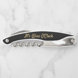 Funny Wine O-Clock Black Gold Quote Kellnermesser