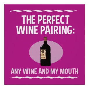 Funny Wine Pairing: Jeder Wein und mein Mund Poster