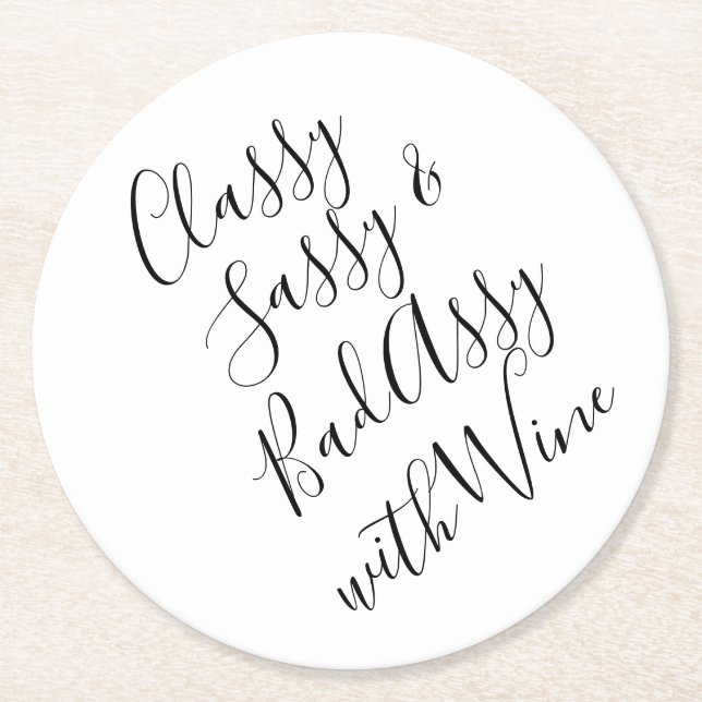 Funny Wine Party Quotes Runder Pappuntersetzer (Vorderseite)