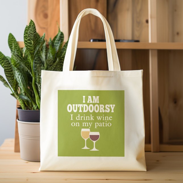 Funny Wine Quote - Ich trinke Wein auf meiner Terr Tragetasche (Personalized tote bag with a funny wine saying)