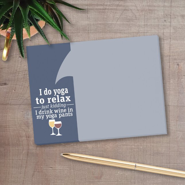 Funny Wine Quote - Ich trinke Wein in Yoga Hose Post-it Klebezettel (Funny wine post it notes!)