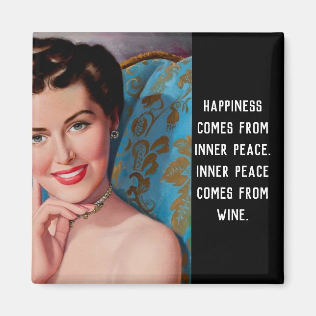 Funny Wine Quote Retro Homemaker Magnet (Vorne)