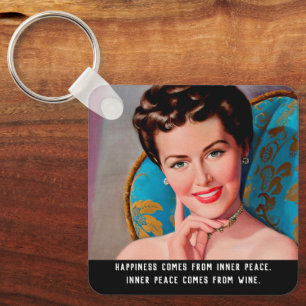 Funny Wine Quote Retro Homemaker Schlüsselanhänger