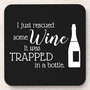 Funny Wine Quote Saying Rescued From Bottle Getränkeuntersetzer