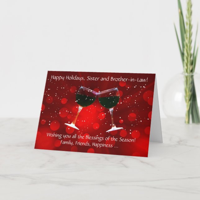 Funny Wine Sister and Husband Holiday Card Karte (Vorderseite)