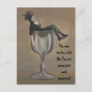 Funny wine Sprichwort lustiges Party Girl Postcard Einladungspostkarte