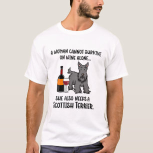Funny Wine und Scottish Terrier T - Shirt