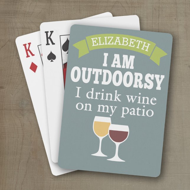 Funny Wine Zitat mit Individuelle Name Spielkarten (Personalized playing cards with a funny wine saying - great for a party)