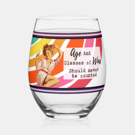 Funny Wineglass Best Friend Gift "Age/Wine" Weinglas Ohne Stiel