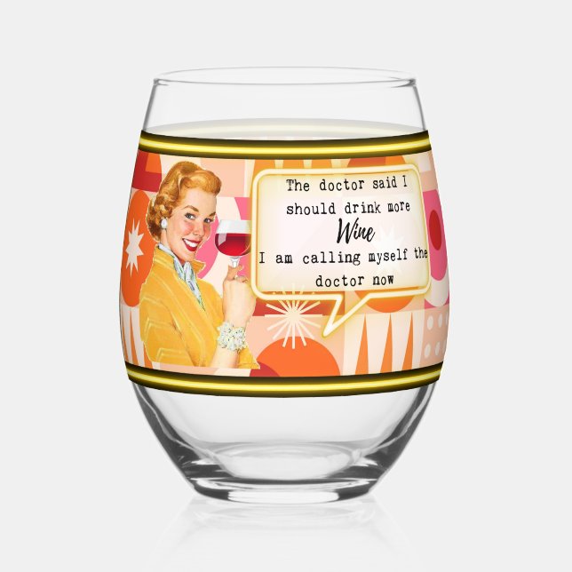 Funny Wineglass Best Friend Gift "Doctor" Weinglas Ohne Stiel (Vorderseite)