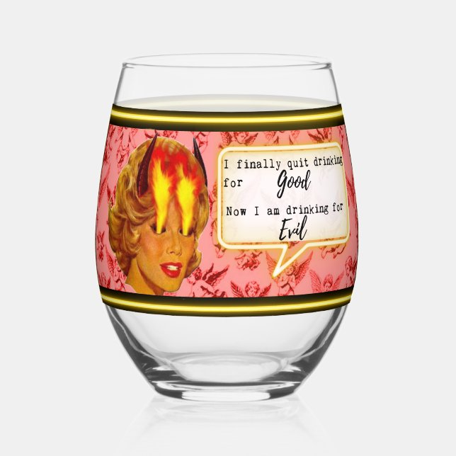 Funny Wineglass Best Friend Gift "Evil" Weinglas Ohne Stiel (Vorderseite)