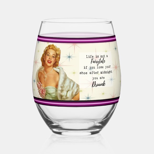Funny Wineglass Best Friend Gift "Fairytale" Weinglas Ohne Stiel (Vorderseite)