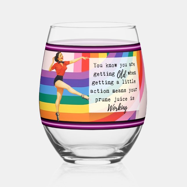 Funny Wineglass Best Friend Gift "Prune" Weinglas Ohne Stiel (Vorderseite)