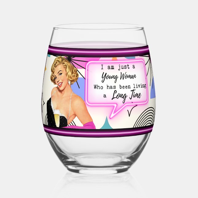 Funny Wineglass Best Friend Gift "Young Girl" Weinglas Ohne Stiel (Vorderseite)