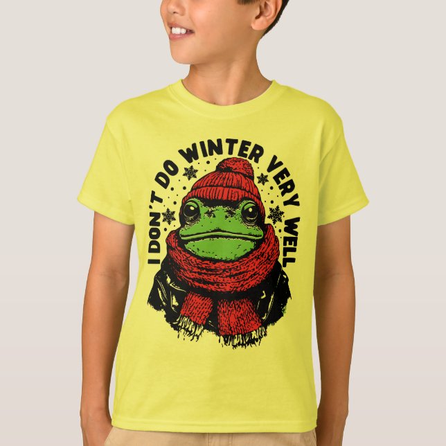 Funny Winter Frosch Design T-Shirt (Vorderseite)