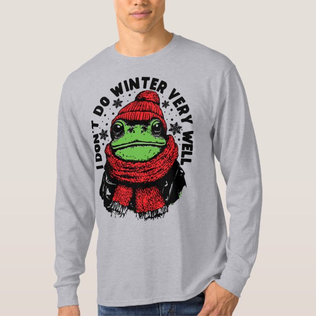 Funny Winter Frosch Design T-Shirt (Vorderseite)