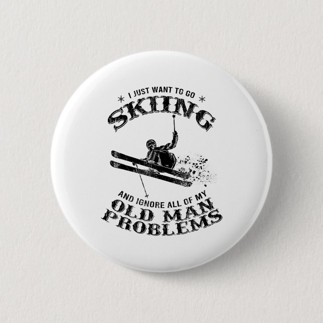 Funny Winter Ski Snow Ski Skifahrer Neuartiges Ges Button (Vorderseite)