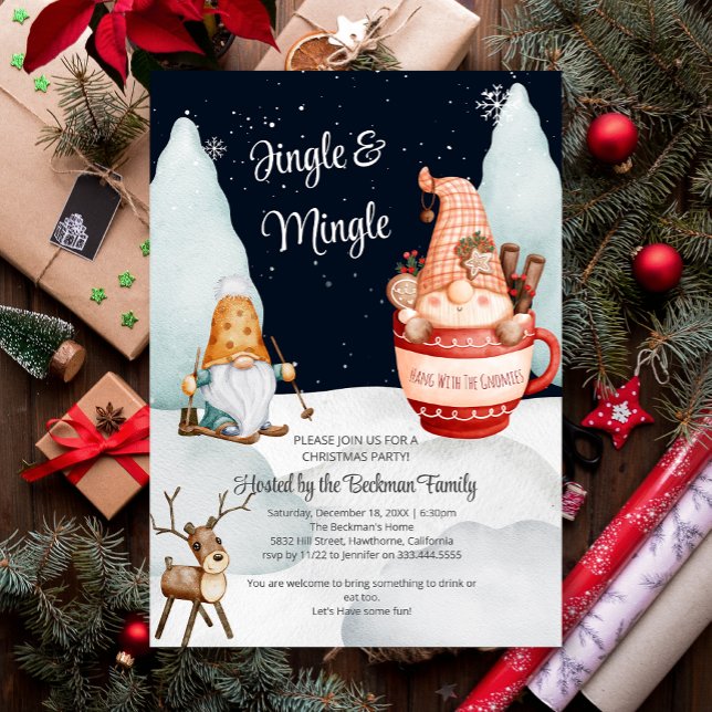 Funny Winter Snow Gnomes Weihnachtsfeier Einladung (Funny Winter Snow Gnomes Christmas Holiday Party Invitation)