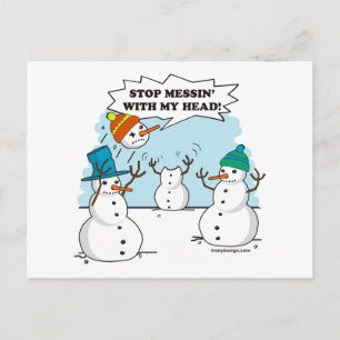 Funny Winter Snowmen Cartoon Postkarte