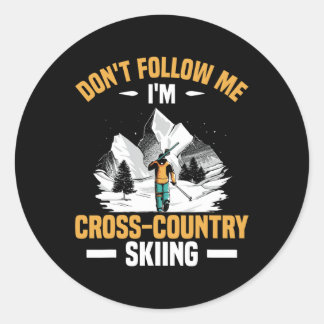 Funny Winter Sport Schnee Langlaufloipe Runder Aufkleber