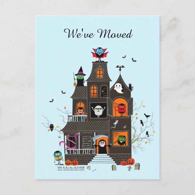 Funny, wir haben spöttisch Spuk Hausadresse versch Postkarte (Vorderseite)