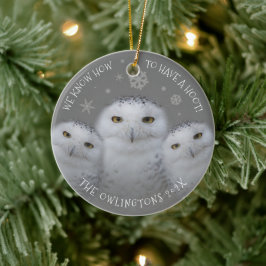 Funny wir wissen, wie man eine Hoot Familie schnee Keramik Ornament