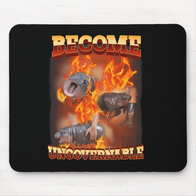 Funny wird unregierbar Moo Deng im Feuer Ba Mousepad (Vorne)