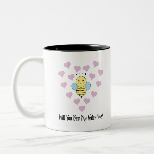 Funny wirst du mein Valentine sein Zweifarbige Tasse (Links)