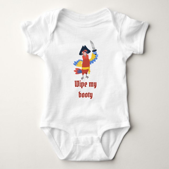 Funny Wischen Sie meinen Hintern Pirate Parrot Baby Strampler (Vorderseite)