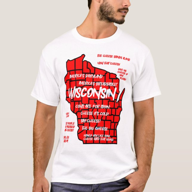 Funny Wisconsin Kartendesign T-Shirt (Vorderseite)