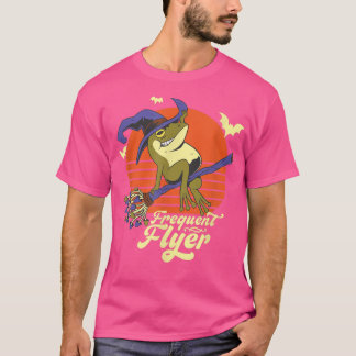 Funny Witch Frog Häufiger Flyer Toad Riding Broom T-Shirt