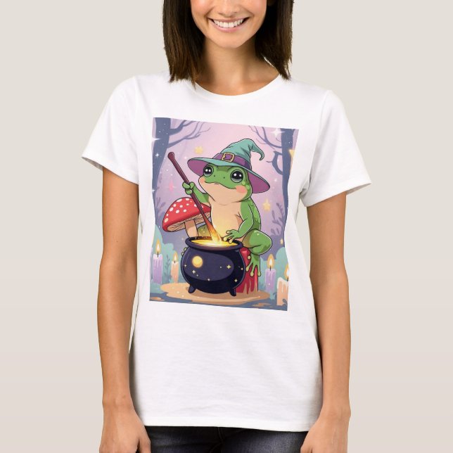Funny Witch Frog Women T-Shirt – Pastel Frog (Vorderseite)