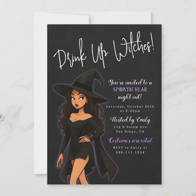 Funny Witch Halloween-Party Einladung (Vorderseite)