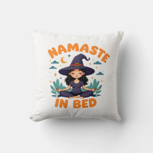 Funny Witch Meditation Design - "Namaste in Bed" P Kissen