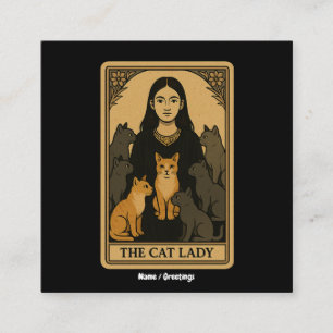 Funny Witchy Gothic Cat Lady Tarot Card Magisch Quadratische Visitenkarte