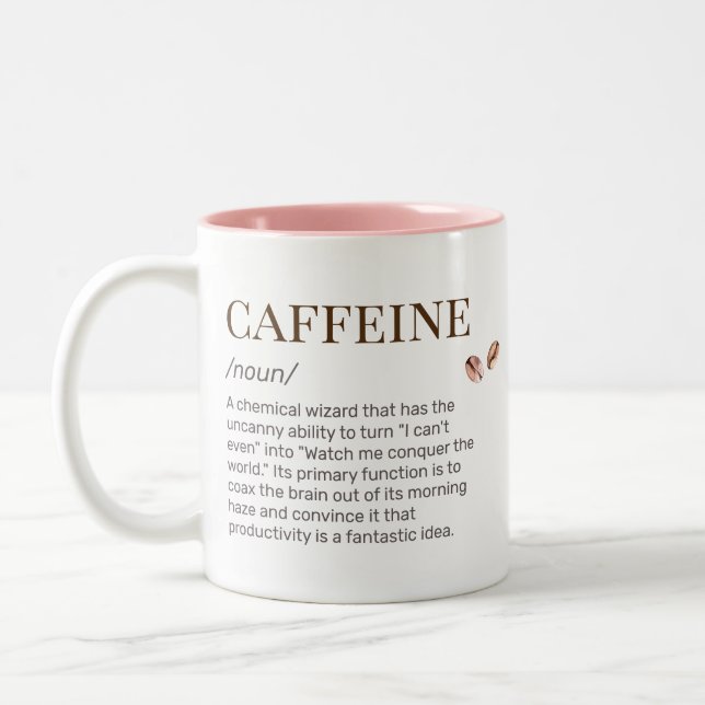 Funny Witty Coffee Lover Coffein Spaß Wörterbuch Zweifarbige Tasse (Links)