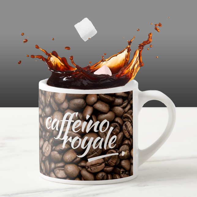 Funny Witty Pun Caffeino Royale Espressotasse (Funny Caffeino Royale Coffee Beans Cappuccino Cup Cover Photo)