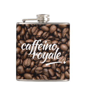 Funny Witty Pun Caffeino Royale Flachmann