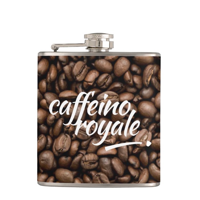 Funny Witty Pun Caffeino Royale Flachmann (Vorderseite)