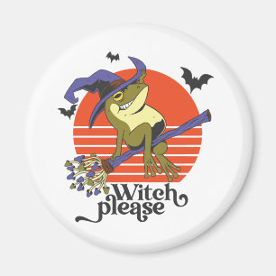 Funny Witz Frog Riding Broomstick Halloween Magnet