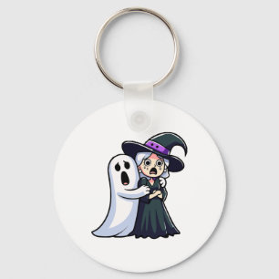 Funny Witz und Ghost erschreckt Gesicht Halloween Schlüsselanhänger