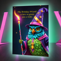 Funny Wizard Owl Grants Magie Geburtstag Wish Brig