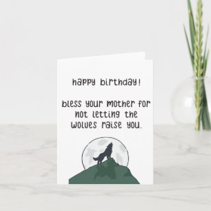Funny Wolf Birthday Card   Funny Card für einen Fr Karte
