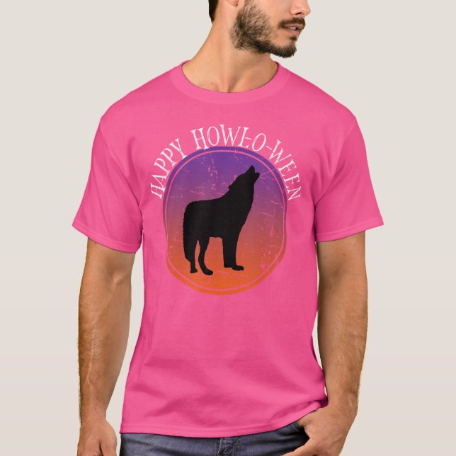 Funny Wolf Howl Halloween Pun Happy Howl-O-Ween T-Shirt (Vorderseite)