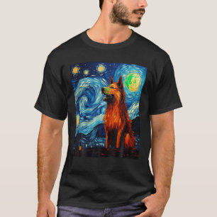 Funny Wolf Kunstmalerhund Lover Starry Night Wol T-Shirt