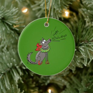 Funny Wolf Weihnachten glücklicher Urlaub Keramik Ornament