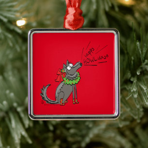 Funny Wolf Weihnachten glücklicher Urlaub Ornament Aus Metall