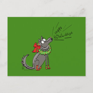 Funny Wolf Weihnachts-Happy Howlidays Holiday Postkarte